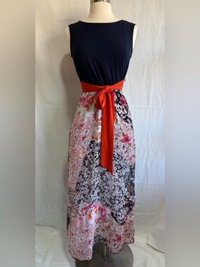 Enfocus Studio Navy and Cream Dress Bodice with Floral Detail